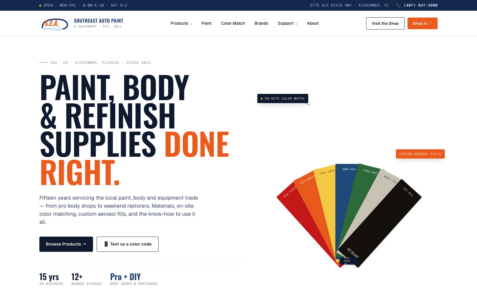 SouthEast AutoWeb homepage for Southeast Auto Paint and Equipment